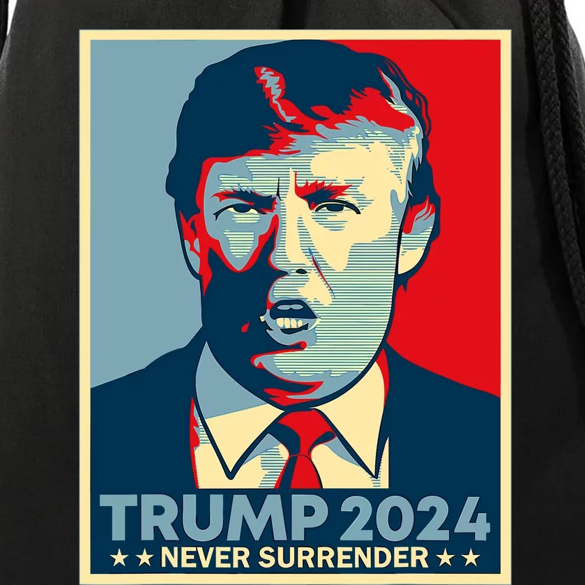 Trump never surrender 2024 Mugshot Drawstring Bag