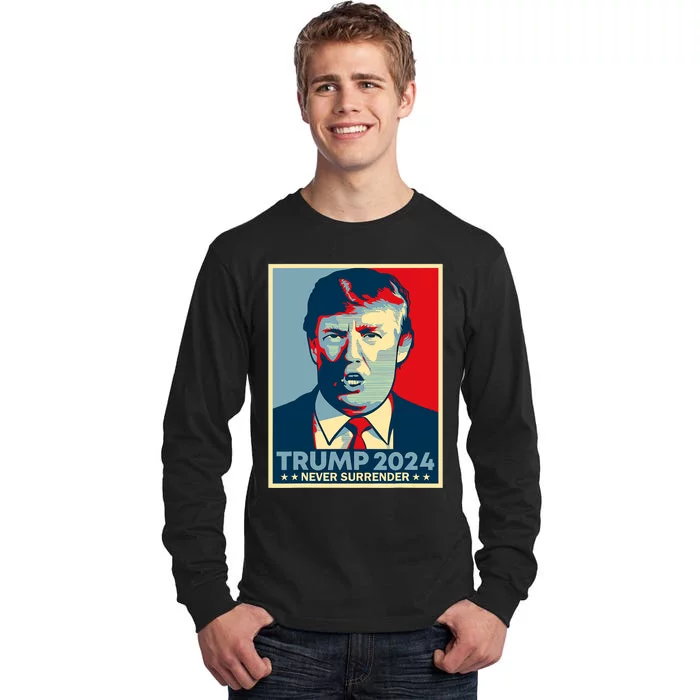 Trump never surrender 2024 Mugshot Tall Long Sleeve T-Shirt