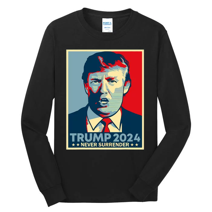 Trump never surrender 2024 Mugshot Tall Long Sleeve T-Shirt