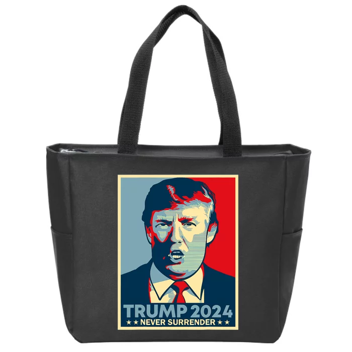 Trump never surrender 2024 Mugshot Zip Tote Bag