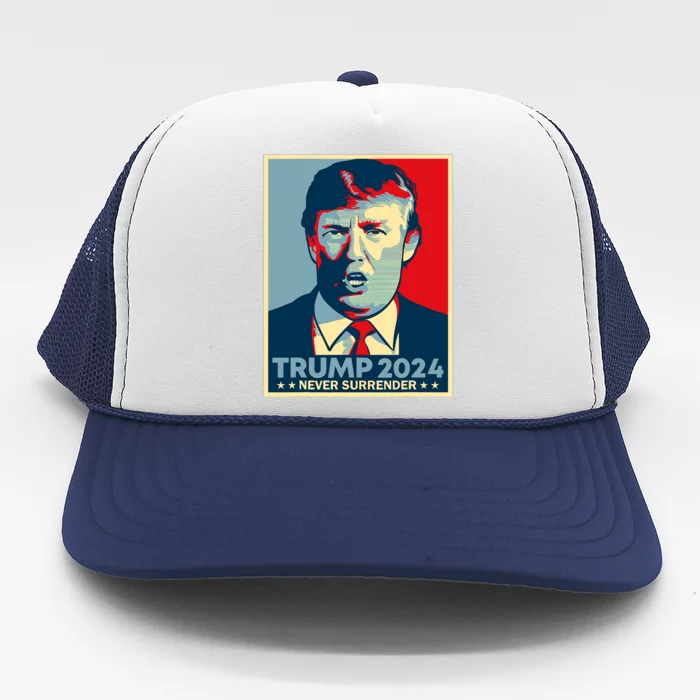 Trump never surrender 2024 Mugshot Trucker Hat