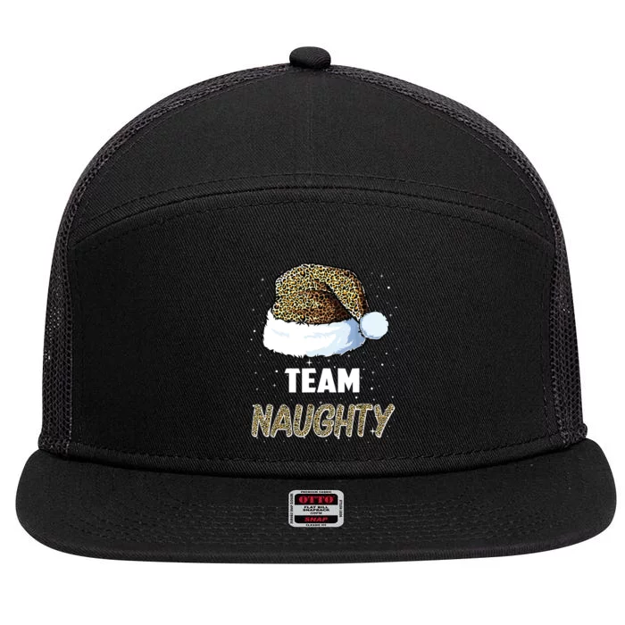 Team Naughty Santa Leopard Hat Pajamas Family Xmas 7 Panel Mesh Trucker Snapback Hat