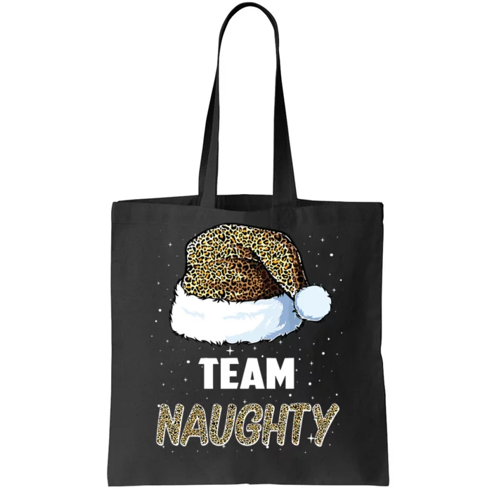 Team Naughty Santa Leopard Hat Pajamas Family Xmas Tote Bag