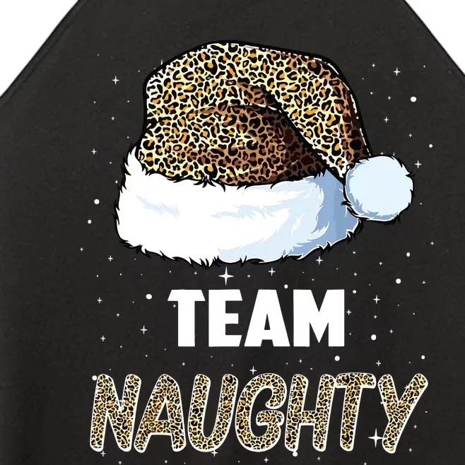 Team Naughty Santa Leopard Hat Pajamas Family Xmas Women’s Perfect Tri Rocker Tank