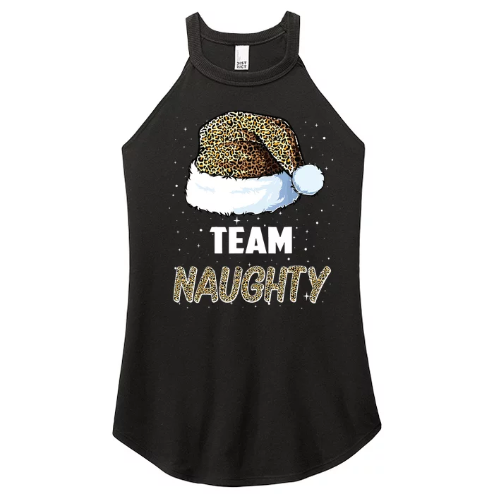 Team Naughty Santa Leopard Hat Pajamas Family Xmas Women’s Perfect Tri Rocker Tank