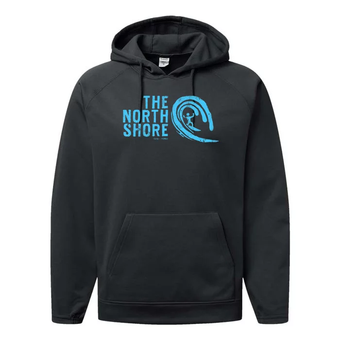 The North Shore Oahu Hawaii Hawaiian Surf Family Vacation Performance Fleece Hoodie