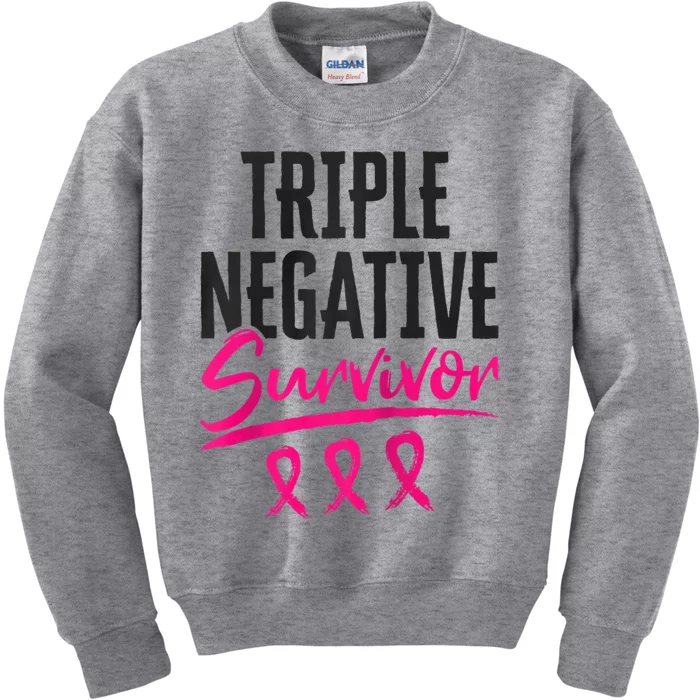 Triple Negative Survivor TNBC Breast Cancer Awareness Kids Sweatshirt