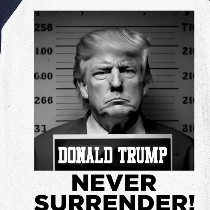 Trump Never Surrender 2024 Mugshot Baseball Sleeve Shirt