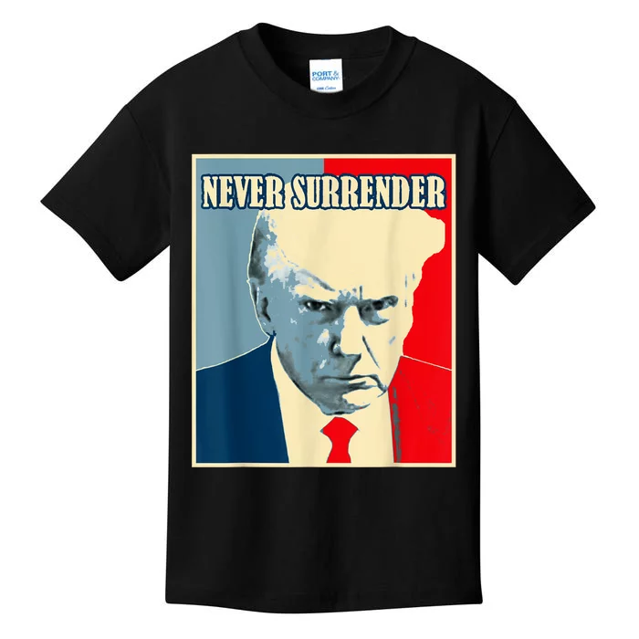 Trump Never Surrender Donald Trump Mugshot 2024 Kids T-Shirt