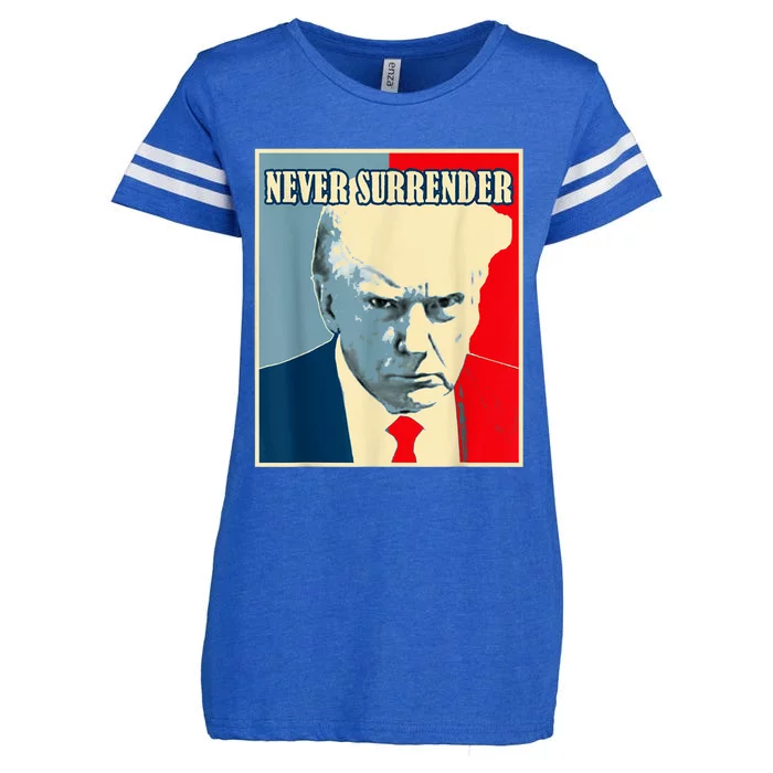 Trump Never Surrender Donald Trump Mugshot 2024 Enza Ladies Jersey Football T-Shirt