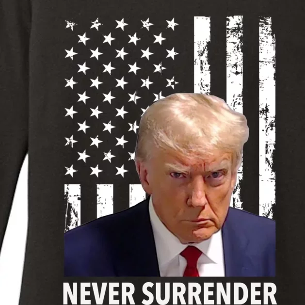 Trump Never Surrender Donald Trump Mugshot Trump 2024 Womens CVC Long Sleeve Shirt