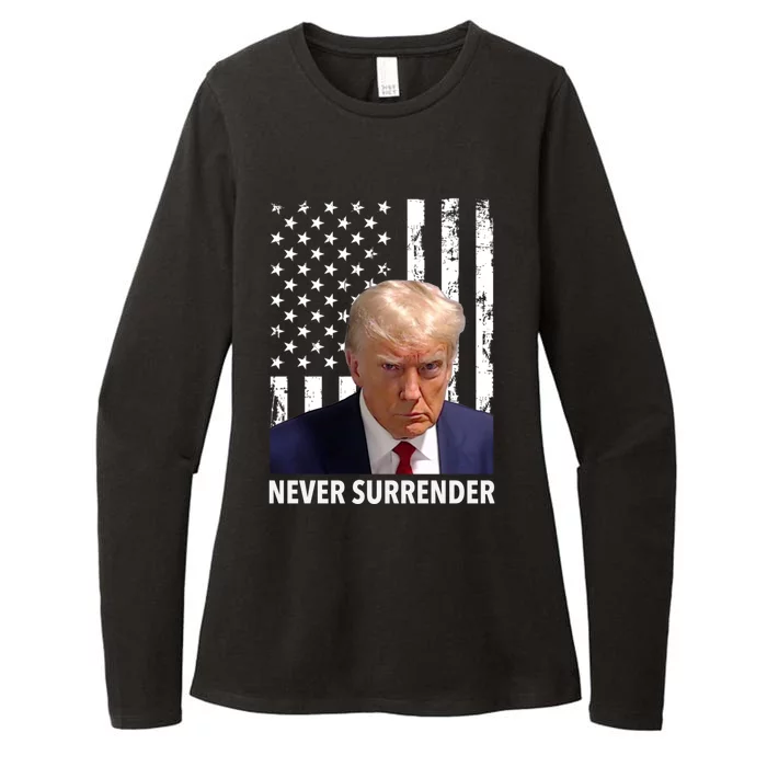 Trump Never Surrender Donald Trump Mugshot Trump 2024 Womens CVC Long Sleeve Shirt