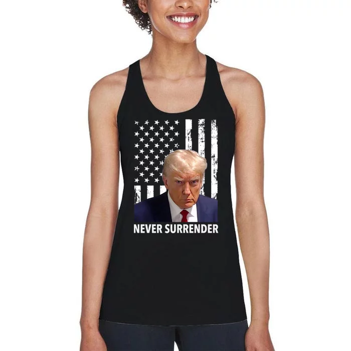 Trump Never Surrender Donald Trump Mugshot Trump 2024 Women's Racerback Tank