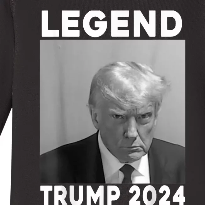 Trump Never Surrender Donald Trump Mugshot 2024 Baby Long Sleeve Bodysuit