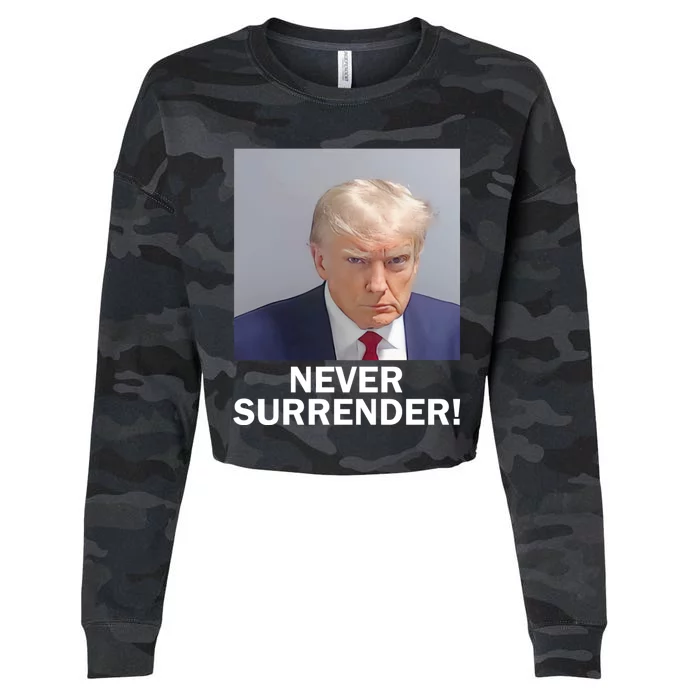 Trump Never Surrender Donald Trump Mugshot 2024 Cropped Pullover Crew