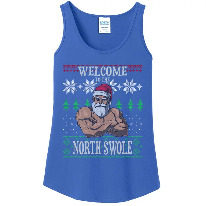 The North Swole Santa Claus Christmas Gym Pun Gift Ladies Essential Tank