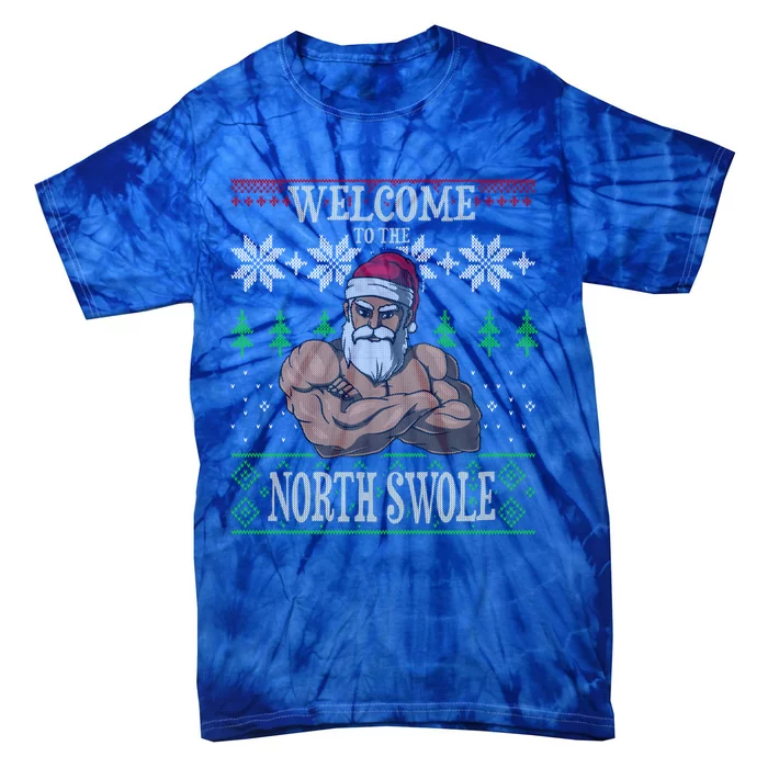 The North Swole Santa Claus Christmas Gym Pun Gift Tie-Dye T-Shirt