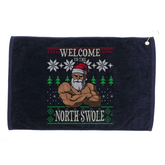 The North Swole Santa Claus Christmas Gym Pun Gift Grommeted Golf Towel