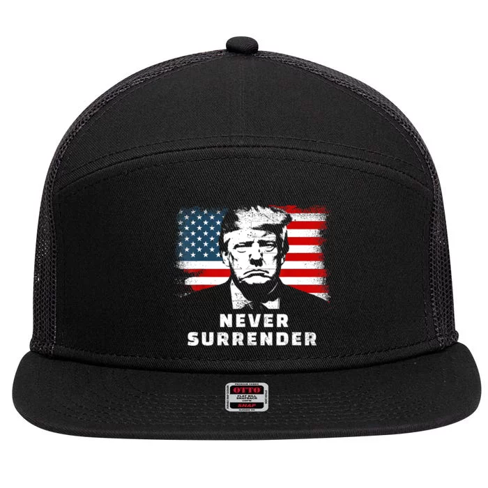 Trump Never Surrender 7 Panel Mesh Trucker Snapback Hat