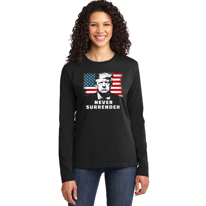 Trump Never Surrender Ladies Long Sleeve Shirt