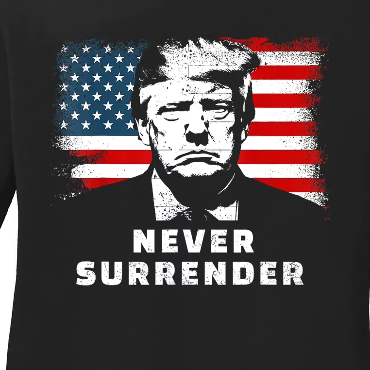 Trump Never Surrender Ladies Long Sleeve Shirt