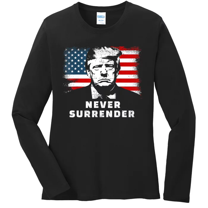 Trump Never Surrender Ladies Long Sleeve Shirt