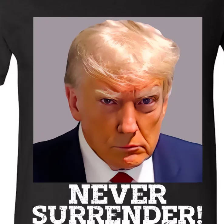 Trump Never Surrender Donald Trump Mugshot Trump 2024 V-Neck T-Shirt