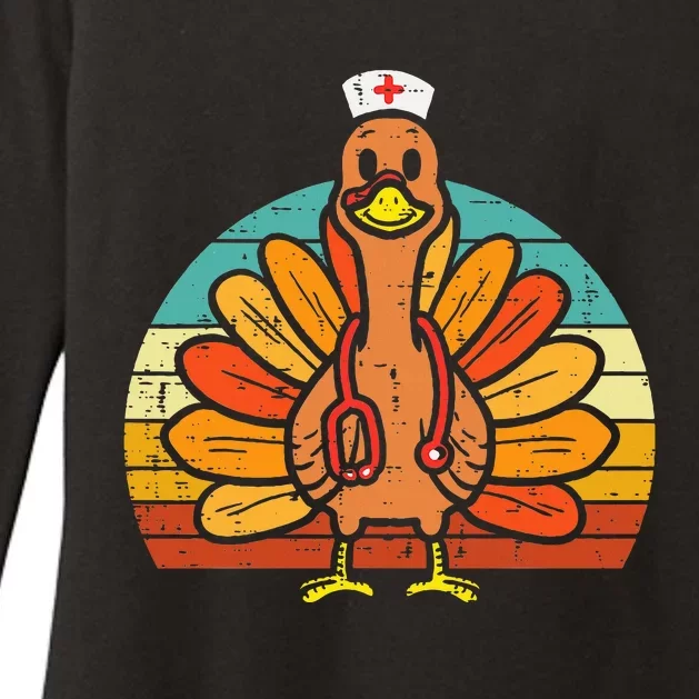 Turkey Nurse Stethoscope Thanksgiving Fall Scrub Top Womens CVC Long Sleeve Shirt