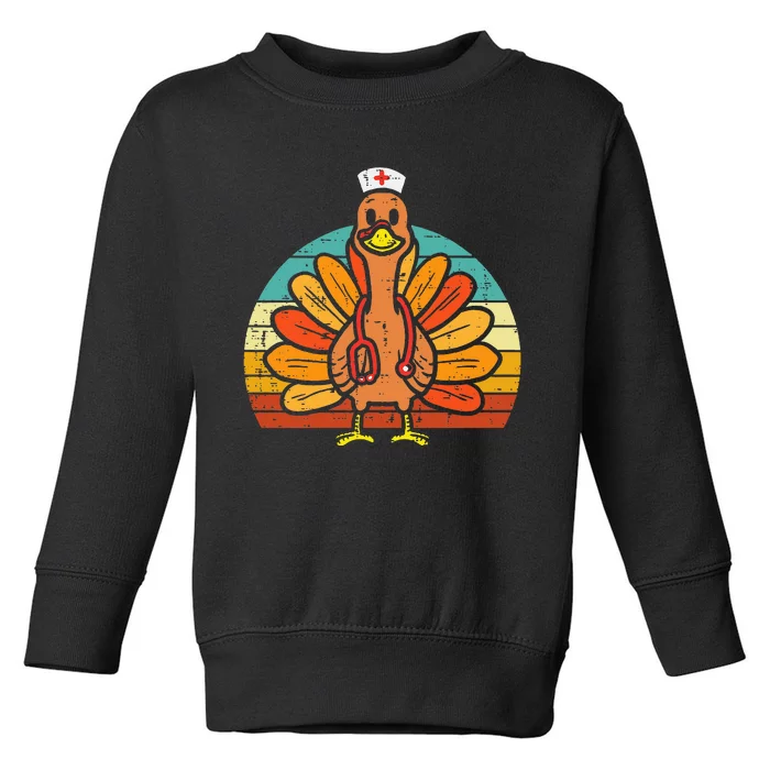 Turkey Nurse Stethoscope Thanksgiving Fall Scrub Top Toddler Sweatshirt