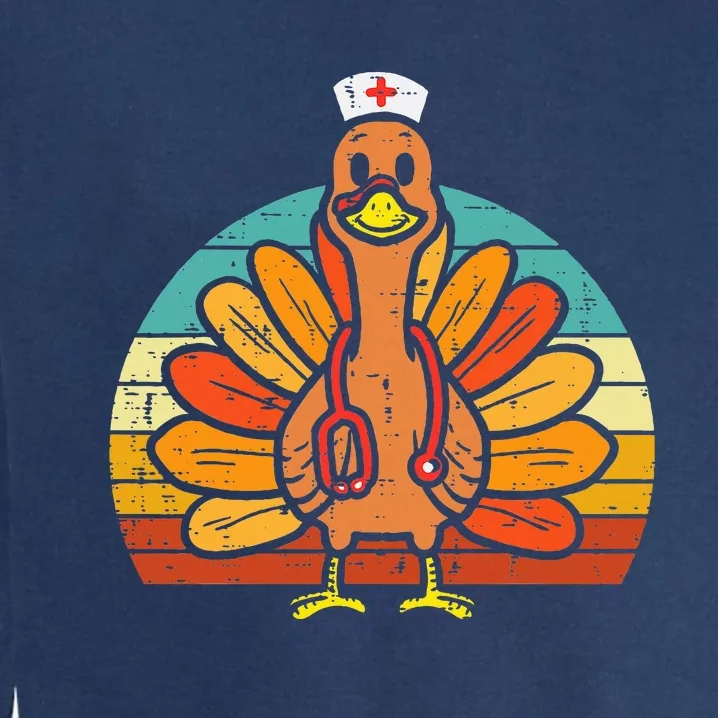 Turkey Nurse Stethoscope Thanksgiving Fall Scrub Top Garment-Dyed Sweatshirt