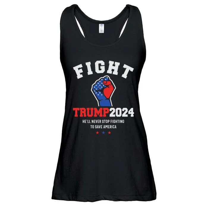 Trump Never Stop Fighting Save America 2024 Ladies Essential Flowy Tank