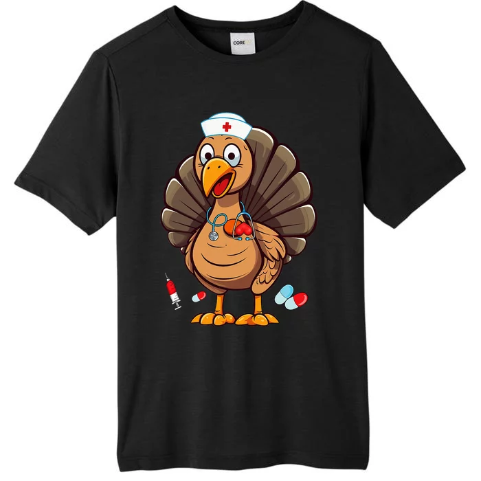 Turkey Nurse Stethoscope Thanksgiving Fall Scrub Top ChromaSoft Performance T-Shirt