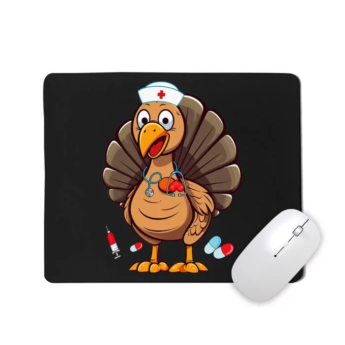 Turkey Nurse Stethoscope Thanksgiving Fall Scrub Top Mousepad