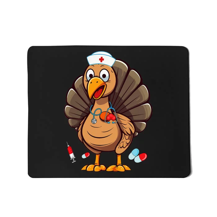 Turkey Nurse Stethoscope Thanksgiving Fall Scrub Top Mousepad