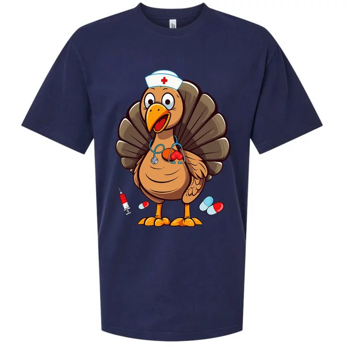 Turkey Nurse Stethoscope Thanksgiving Fall Scrub Top Sueded Cloud Jersey T-Shirt