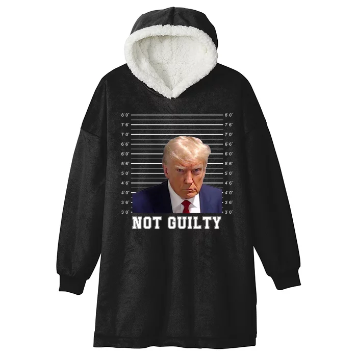 Trump Never Surrender Donald Trump Mugshot 2024 Hooded Wearable Blanket