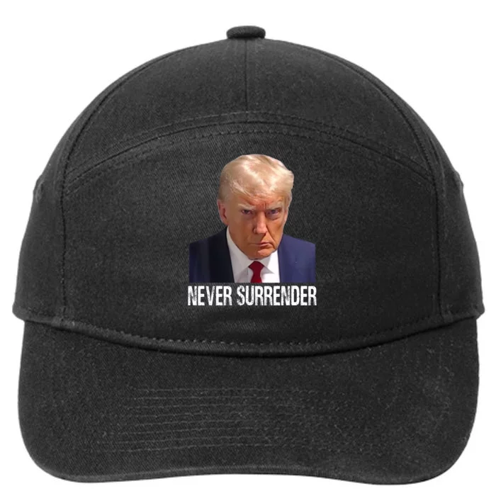 Trump Never Surrender Mug Shot Free Trump 7-Panel Snapback Hat