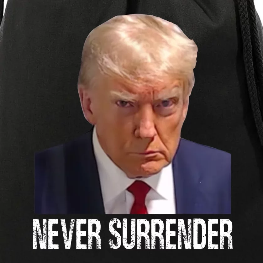 Trump Never Surrender Mug Shot Free Trump Drawstring Bag