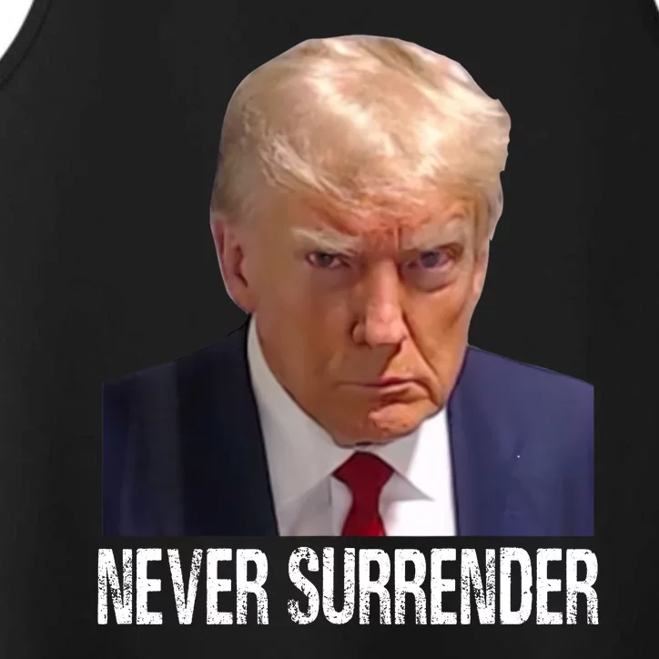 Trump Never Surrender Mug Shot Free Trump Performance Tank