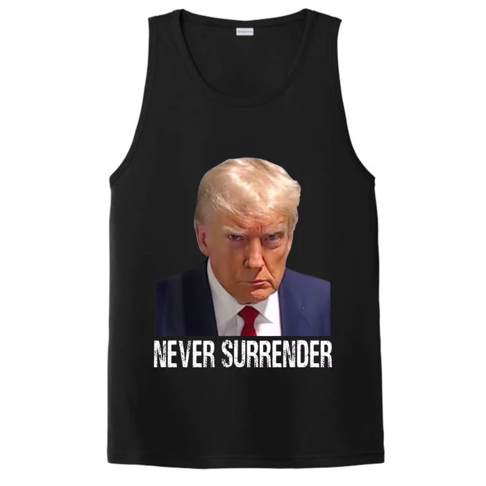 Trump Never Surrender Mug Shot Free Trump Performance Tank