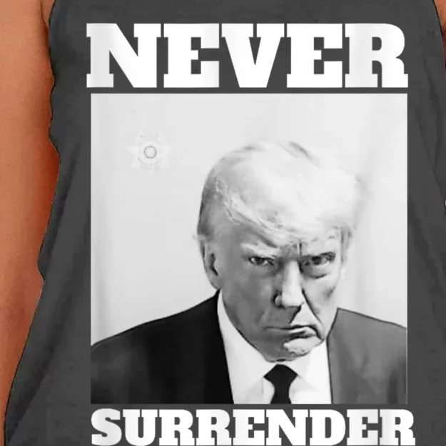 Trump Never Surrender Donald Trump Mugshot 2024 Women's Knotted Racerback Tank