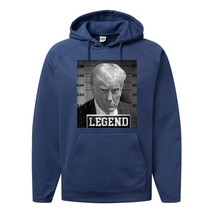 Trump Never Surrender Donald Trump Mugshot 2024 Performance Fleece Hoodie