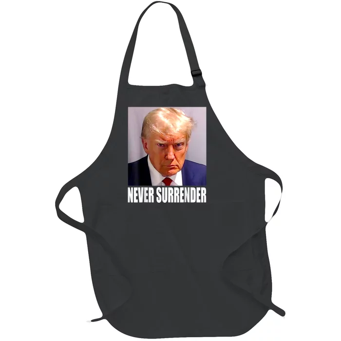 Trump Never Surrender Donald Trump Mugshot 2024 Full-Length Apron With Pocket