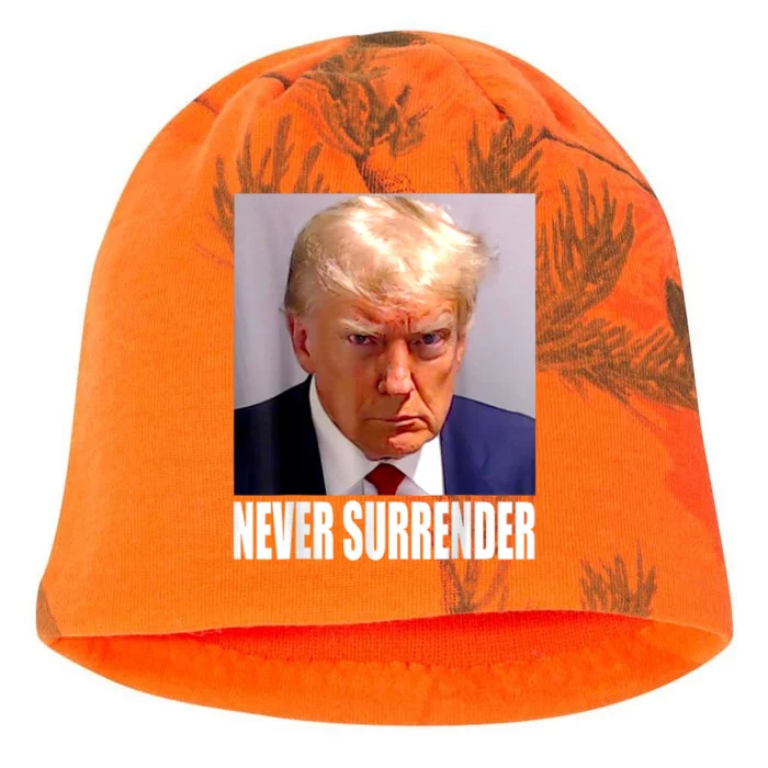 Trump Never Surrender Donald Trump Mugshot 2024 Kati - Camo Knit Beanie