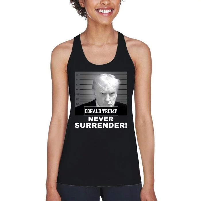 Trump Never Surrender 2024 Mugshot Women's Racerback Tank