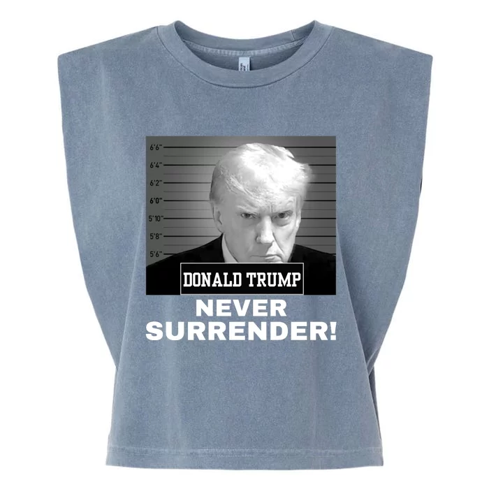 Trump Never Surrender 2024 Mugshot Garment-Dyed Women's Muscle Tee