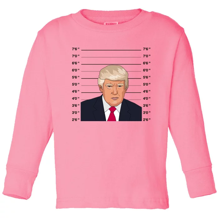 Trump Never Surrender Donald Trump Mugshot 2024 Toddler Long Sleeve Shirt