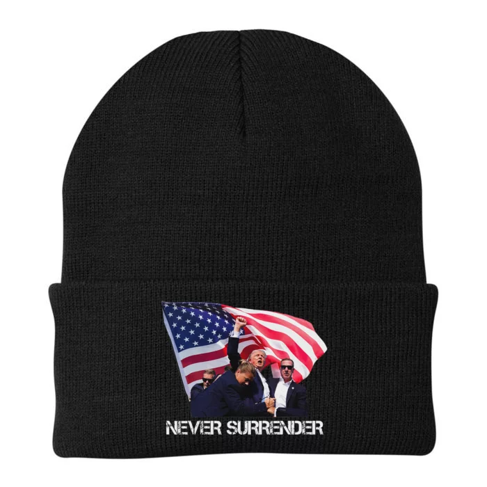 Trump Never Surrender Bold 2024 Design Knit Cap Winter Beanie