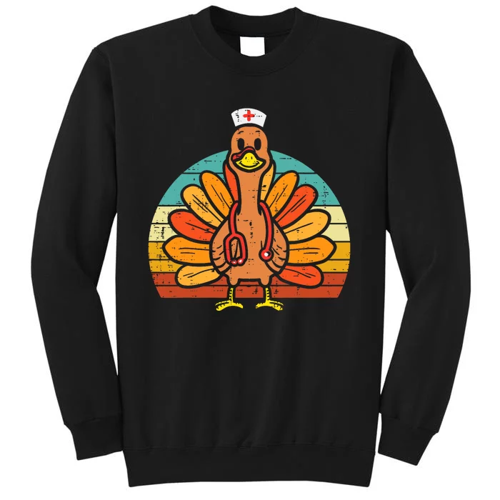 Turkey Nurse Stethoscope Thanksgiving Fall Scrub Top Tall Sweatshirt