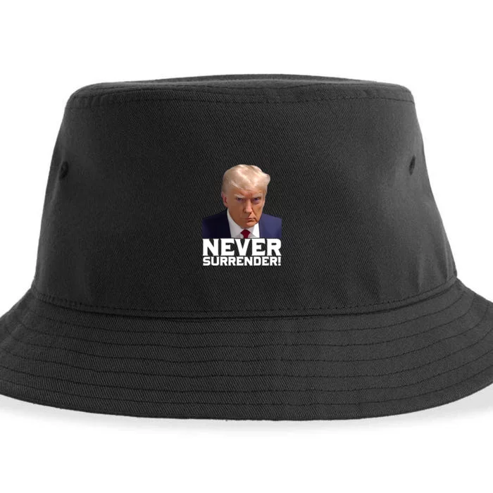 Trump Never Surrender Donald Trump Mugshot Trump 2024 Sustainable Bucket Hat